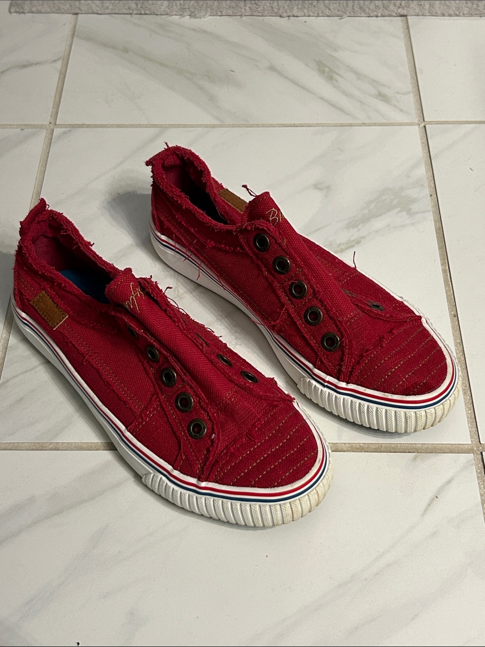 Blowfish Crimson Frayed Slip-On Canvas Sneakers